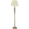 relaxdays Lampada da Terra Antica, Paralume in Stoffa Base Decorativa in Metallo, Piantana, HD: 157x42 cm, Ottone/Bianco