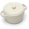 Penbinmall Mini cocotte con coperchio, pirofila in ceramica con manici e coperchio, stampini rotondi con coperchio per lasagne, soufflé, crème brûlée, dessert, per microonde e forno (Bianco, L-400ml-1pc)