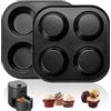 Yomvzake Padella per muffin per friggitrice ad aria, confezione da 2 stampi per cupcake per friggitrice ad aria, tostapane, teglie antiaderenti per forno da bancone e forno piccolo