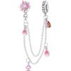 LNQOBU Catena di Sicurezza in Argento 925 per Charms Bracciali Ciondoli Perline,Ciondolo a forma di cuore in silicone con Chiusura a Clip, Compatibile con i Braccialetti Pandora