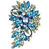 EVER FAITH Spilla Regalo, Marquise Cristallo Sposa Mazzo di Fiori e Foglie Blu Chiaro Oro-Fondo