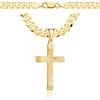AMAR Amor Luxury Collana a Croce Maschile in Oro Massiccio 585/925 - Catena Spessa 6,5 mm