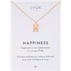 LUUK LIFESTYLE Collana con ciondolo Rettangolo del sole e acciaio inossidabile (50 cm), con carta HAPPINESS, idea regali donna, lei, compleanno, portafortuna, gioielli moderno, oro rosa