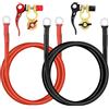 QWORK® 1 Meter rode en zwarte 3AWG 25mm² batterijkabel Met batterijterminalstekkers - 12V-24V Max.125A - voor Auto, Marine, zonne-Energie