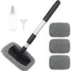XRVRILE Spazzola per lavaggio auto con manico telescopico, set con 4 spazzole di lavaggio, pulitore per parabrezza, pulitore per parabrezza, pulizia interni auto, colore grigio microfibra