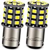 Ruiandsion - 2 lampadine LED BAW15D, 10-30 V, super luminose, 2835, 33SMD, con doppia luminosità, per freno, stop, luci posteriori, 6000 K, colore: Bianco