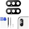 Risidamoy 2 Set per iPhone X OEM Fotocamera Posteriore Obiettivo di Vetro di Ricambio per iPhoneX 10 Obiettivo Fotocamera Posteriore Principale con Doppio Lato Adesivo Kit di Riparazione Fix Pinzette