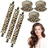 Tuxvealu Set di 3 Riccioli Senza Calore, Bigodino Lungo per Boccoli, Heatless Hair Curler, Bigodino Fascia Capelli, Arricciacapelli in Seta, Bigodini Pigro Set per la Notte,DIY Hair Styles(Leopardato)