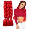 Luxiremi Jumbo - Acconciature intrecciate per acconciature intrecciate Crochet Twist Box Braids capelli 3 fasci 24 pollici rosso scarlatto Kanekalon Synethtic