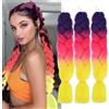 Shangxiu Extension Per Treccine Africane 3pc Jumbo Treccia Extension Capelli Fibra Sintetica Treccia Di Scatola Crochet Twist Braiding Hair (24zoll(3per Pack),viola rosa giallo)