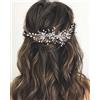 Wedity Sposa Fascia per capelli con strass da sposa Argento Fiore da sposa Capelli Foglia di vite Pezzo per capelli da sposa Perle Accessori per capelli per donne e ragazze