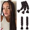 Gairyan Treccine Africane Extension per Treccine Afro Capelli Finti 60cm Ombre Kanekalon 5 pieces, Treccia Capelli Sintetici Crochet Twist Jumbo Braids(Marrone Scuro)