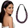 BUYOGET Fascia intrecciata marrone e viola, 3 fili, capelli sintetici, trecce intrecciate, regolabile, elastica, per donne