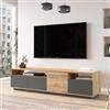 LBSIGN Mobile TV Da Terra 180 Cm Con Ante Frontali Antracite E Legno Nemus