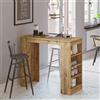 LBSIGN Tavolo Da Cucina Alto Con Ripiani Laterali 120x52x102H Effetto Legno Clark