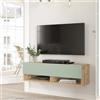 LBSIGN Mobile Tv Sospeso 100x32x30 2 Vani Effetto Legno Rovere E Verde Frame