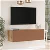 LBSIGN Mobile TV Sospeso 100x32x30 Rosso E Rovere Effetto Legno Con Vano Frame