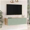 LBSIGN Mobile TV Sospeso 100x32x30 Verde E Rovere Effetto Legno Con Vano Frame