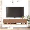 LBSIGN Mobile Tv Sospeso 140x32x30 Effetto Legno 2 Vani Rovere E Rosso Frame