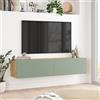LBSIGN Mobile TV Sospeso 140x32x30 Effetto Legno Rovere E Verde Frame