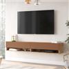 LBSIGN Mobile Tv Sospeso 180x32x30 Effetto Legno Rovere E Rosso Con Vani Frame