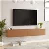 LBSIGN Mobile Tv Sospeso 180x32x30 Effetto Legno Rovere E Rosso Mattone Frame