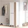 LBSIGN Scarpiera A Colonna Multiripiano 57x36x185 Cm 1 Anta Con Piedini Argo Bianco E Rovere