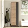 LBSIGN Scarpiera A Colonna Multiripiano 57x36x185 Cm 1 Anta Con Piedini Argo Rovere E Antracite