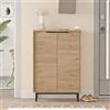 LBSIGN Scarpiera Da Ingresso Multiripiano 72x36x105 A 2 Ante Con Piedini Argo Rovere