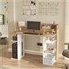 LBSIGN Scrivania Moderna Porta PC 120x58x98 Con Ripiani Laterali Pixel Rovere E Bianco