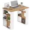 LBSIGN Scrivania Libreria Con Ripiani Laterali 90x60x74H Rovere E Bianco Bremen