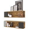 LBSIGN Set 2 Mensole A Parete 100x22x30H Voyage Rovere E Antracite