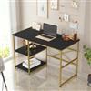 LBSIGN Scrivania Industrial Con Ripiani Laterali 120x60x75H Oro E Nero Voyage