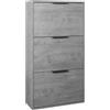 Composad | Scarpiera della Linea ESPRESSO Doppia Profondità, con 3 Ribalte, Scarpiera Salvaspazio, Ingresso, Ripostiglio, Portascarpe, (LxAxP) 65x119,5x25 cm, Colore Grigio Cemento, Made in Italy
