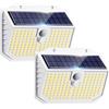 nipify nifipy Luce Solare LED Esterno, Faretto LED da Esterno Solare, 138 LED Lampada Solare da Esterno con Sensore di Movimento, 3 Modos IP65 Impermeabile Luci Solari da Giardino, per Parete Garage 2 Pezzi