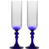 Krosno Flûte da Champagne 220 ml con stelo blu cobalto, set da 2 - per mocktail, Mimosa, Prosecco, Cava e Spritz - cristallo senza piombo - lavabili in lavastoviglie - Bubble Celebration Moments