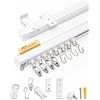 Ezcasch Binario per tende in alluminio, 2,5 m, 1 binario, bianco, per montaggio a soffitto, per divisori, balconi, privacy (binario x 3)