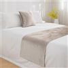 JANEMUA Runner da Letto in Velluto Liscio E Cuscini Abbinati, Asciugamano di Fine Letto per Hotel E Pensioni, Copriletto per Locanda E Colazione, Sciarpa da Letto Morbida-Beige||240X45cm for 1.8m Bed