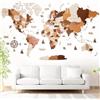 WOW WOOD® Mappa del Mondo in Legno 3D in Italiano - Decorazioni murali di Alta qualità | Montaggio a Parete Senza Attrezzi | Idea Regalo per Ogni ricorrenza (62.00 x 120.00 CMS, Colore del Legno)