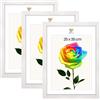MG Design Set da 3 cornici portafoto 25 x 35 cm - Cornici in legno Bianco con vetri acrilici infrangibili, verticale e orizzontale, da appendere e da appoggiare