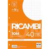 Pigna 006290310, Ricambio non rinforzato, Rigatura 10, quadretti 1 cm per 1° elementare, Carta 80g/mq, Pacco da 40 Fogli