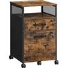 VASAGLE OFC077B01 - Armadietto portadocumenti da ufficio con 2 cassetti chiudibili con serratura, scaffale aperto, struttura in acciaio, struttura in acciaio, stile industriale, marrone rustico e nero