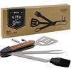 Gentlemen's Hardware Attrezzo Multiuso per Barbecue, Include: spatola, forchetta, apribottiglie e cavatappi, Il Compagno Perfetto per Grigliare in Legno di Acacia e Acciaio Inox, GEN274UK, 5 in 1