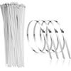 EMMALOUISESMITH 100 fascette stringicavo in acciaio inox, 300 x 4,6 mm, in metallo, antiruggine, autobloccanti in acciaio inox, rimovibili, set per cavi
