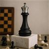 Mia Design Re Scacchi H38 cm in Resina Nero e Argento