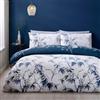 Catherine Lansfield Kyoto - Set copripiumino matrimoniale reversibile con federe, motivo floreale, colore: blu
