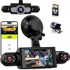 Inefala 4 Canali Dashcam Auto, 360 Gradi Dash Cam 1080P anteriore posteriore interna sinistra e destra, Telecamera per Auto con Scheda SD 64 GB, visione notturna, grandangolo, registrazione in loop