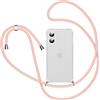 Knrlqim Cover per iPhone 16 Plus con Cordino, Trasparente Custodia con Laccio Collana Tracolla Collo Corda Regolabile, Sottile Morbido Silicone Antiurto Case Protettiva per iPhone 16 Plus,Oro rosa