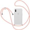 Knrlqim Cover per iPhone XS Max con Cordino, Trasparente Custodia con Laccio Collana Tracolla Collo Corda Regolabile,Ultra Sottile Morbido Silicone Antiurto Case Protettiva per iPhone XS Max,Oro rosa