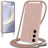 Knrlqim Cover per Samsung Galaxy S24 5G con Cordino Custodia con Laccio Collana Tracolla Collo Corda Regolabile Liquido Silicone Antiurto AntiGraffio Protettiva Case per Samsung S24 5G 6,2,Cachi